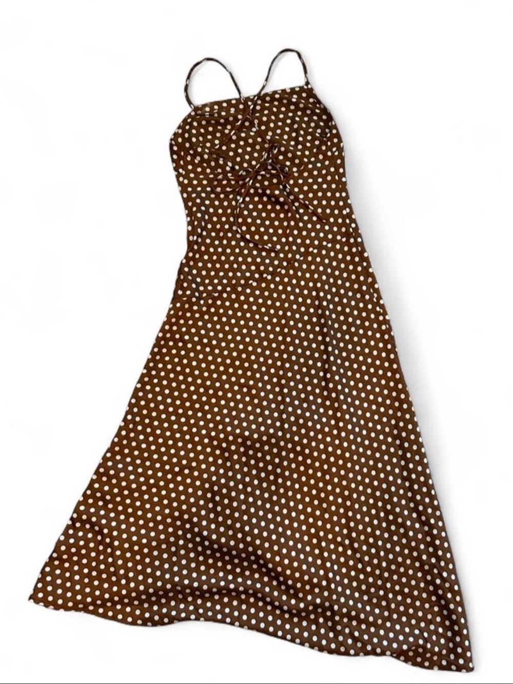 Astr Brown Polka Dot Midi Slip Dress - Picture 6 of 8